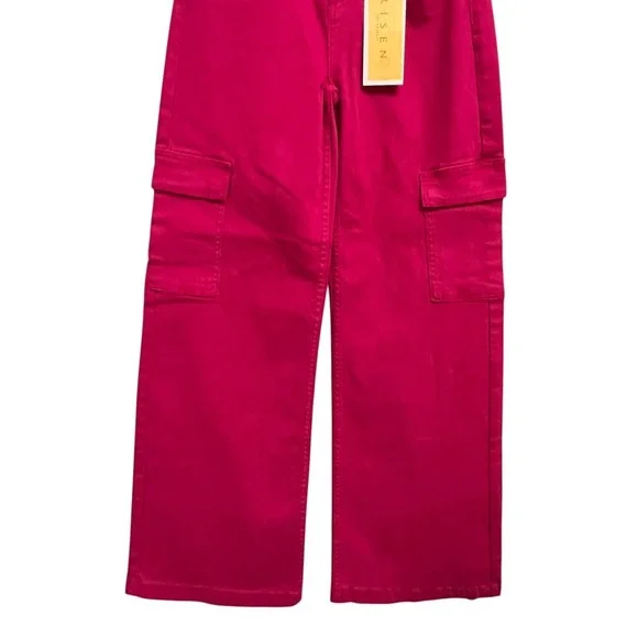 Risen Cargo Jeans Womens 7/28 Fuchsia Pink Wide Leg Utility Y2K Streetwear Bold - Picture 5 of 13